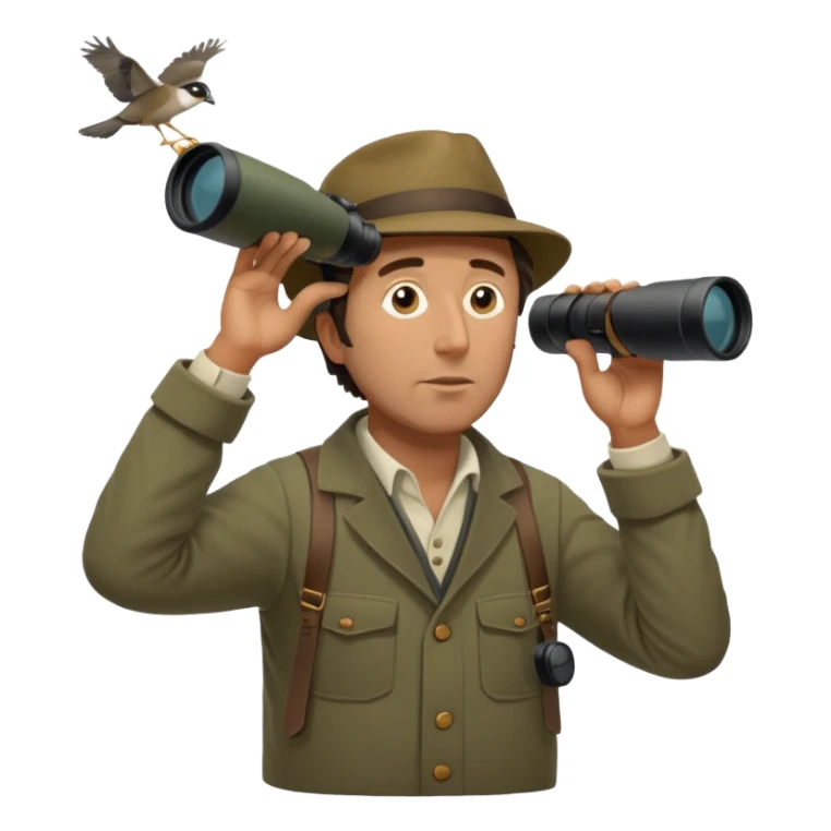 henry David thoreau full body looking up  birdwatching with binoculars sticker