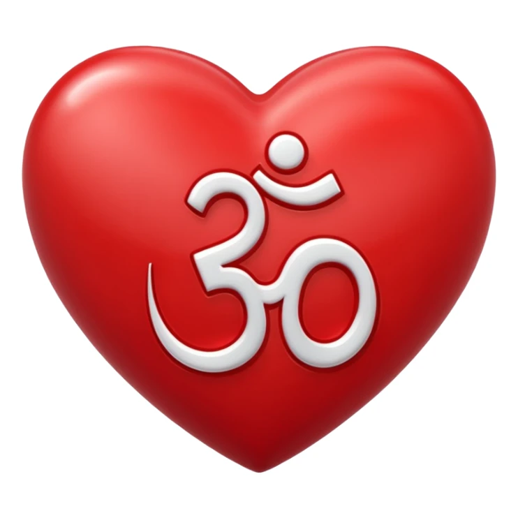 a red heart with a white om sign in the middle sticker