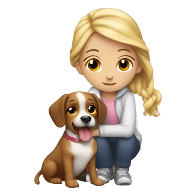 my little sister that is white and has a dog that is licking her sticker