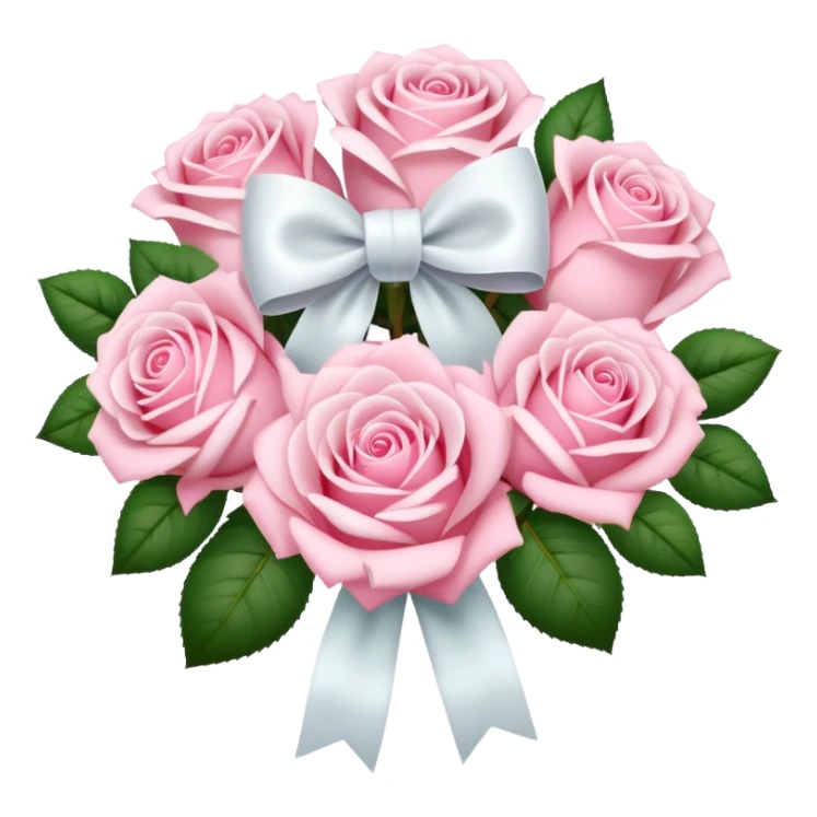 Pastel Pink roses bouquet with bow sticker