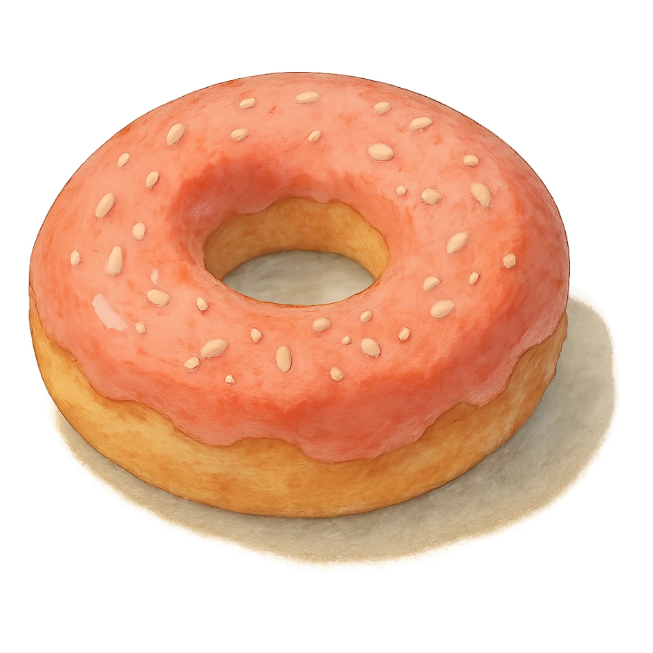donut in ghibli style, detailed, soft colors sticker