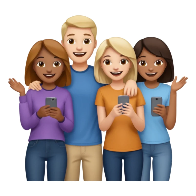 4 inclusive friends (3 girls and 1 man) laughing sticker