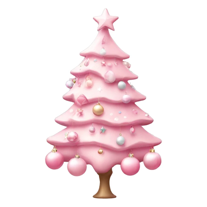 Pink pastel Christmas tree with pink and white ornaments  sticker