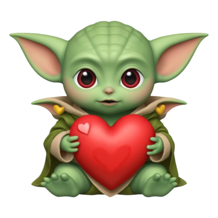 Baby yoda with heart sticker