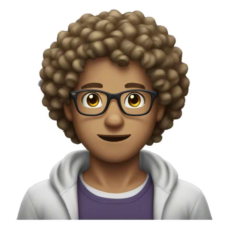 white boy curly hair biceps with glasses sticker