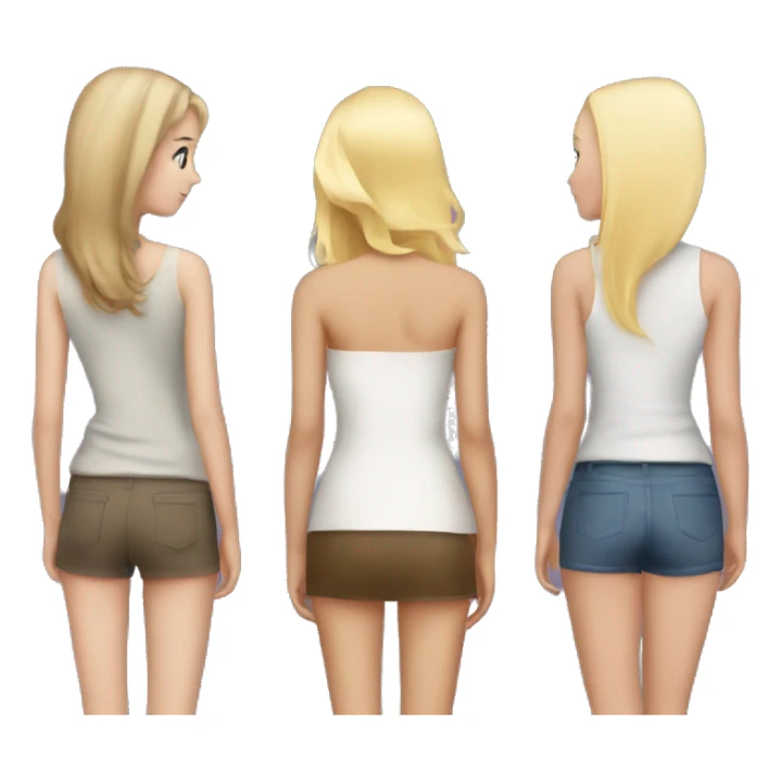 Three girlfriends from the back, one is tall, one is blonde, one is short sticker
