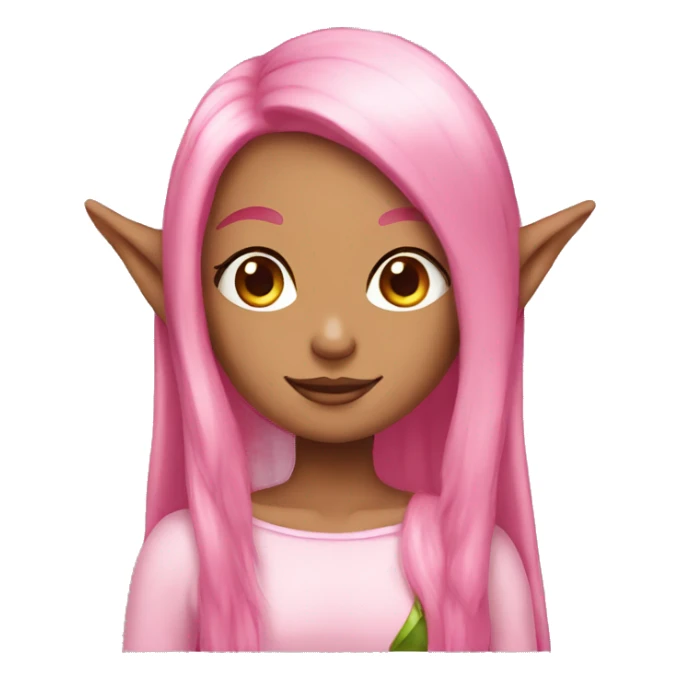 tan skinned elf girl with pink hair sticker