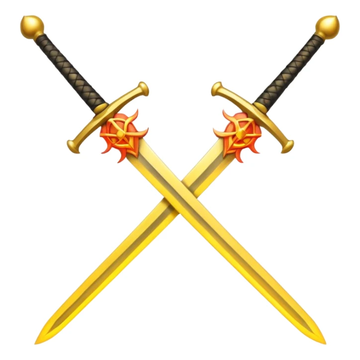 Fully yellow two swords crossed fiery sticker