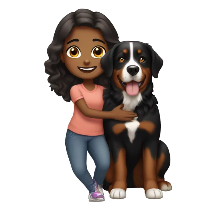 Brown Girl with Bernese mountain dog sticker