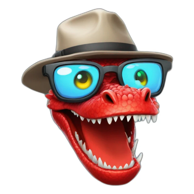 crazy-funny-cyberpunk-red-dragon-head-with-beautiful-smile-wearing-glasses-and-hat sticker