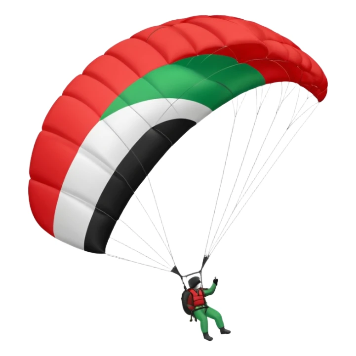 a palestinian flag with a paraglider, respect scrupulously the correct shapes and colours of the flag, try again sticker