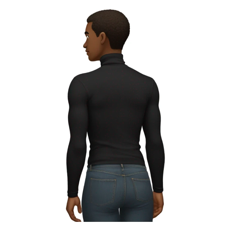 muscle fit black turtleneck shirt front and back sticker