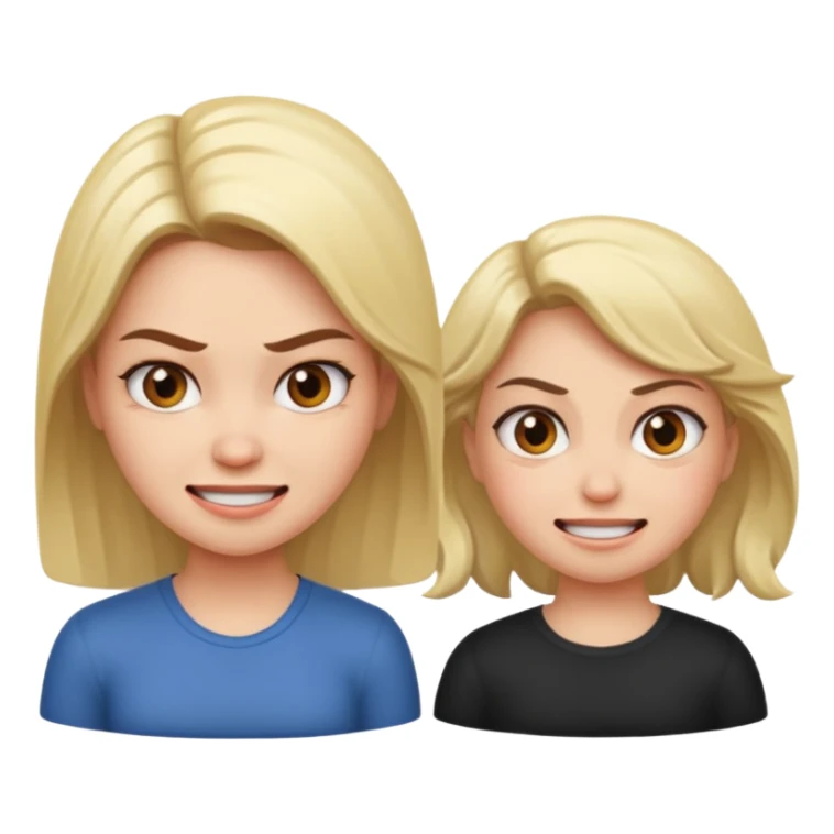 smiling woman and little angry woman sticker