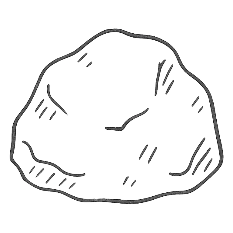 hand-drawn black outline of a rock sticker