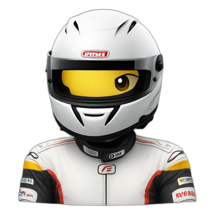 F1 racer; crossing arms; full face helmet sticker