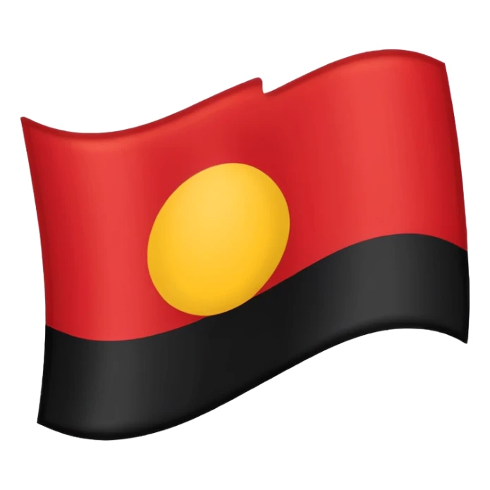 A wawy black and red rectangle with medium sized yellow circle in the middle flag sticker