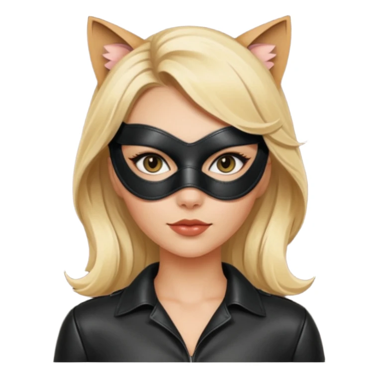 blonde woman with leather cat eye mask and leather blouseü sticker
