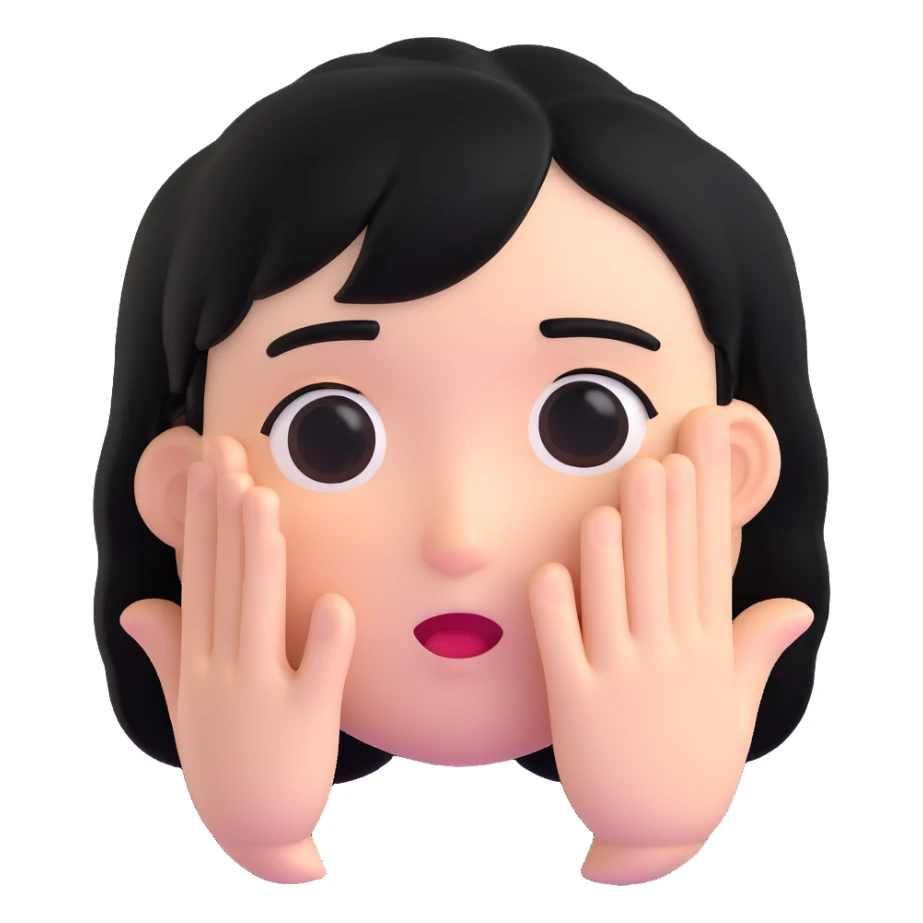 embarrassed white face with black hair sticker