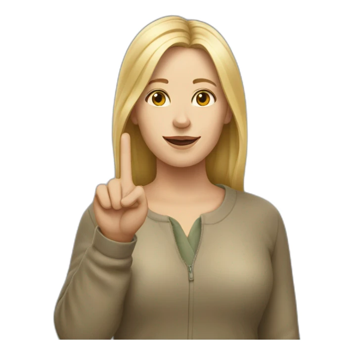 white woman shows peace with two fingers sticker