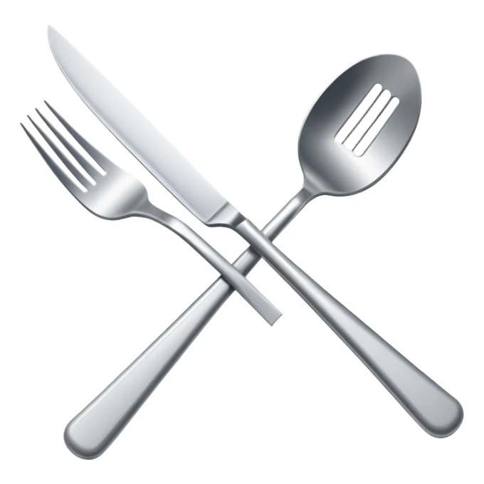 A crossed-out fork and knife - Simple design showing eating utensils with a diagonal line through them, representing the absence of constant hunger sticker