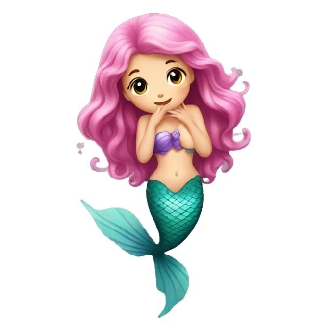 little cute mermaid give kiss sticker