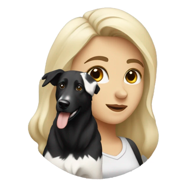 Blond woman near a Australien Shepherd dog Colored Black and white  sticker
