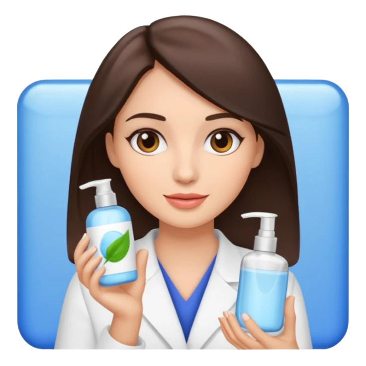 brunette woman holding skincare product sticker