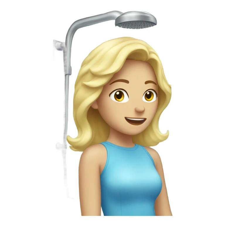blonde woman getting in shower sticker