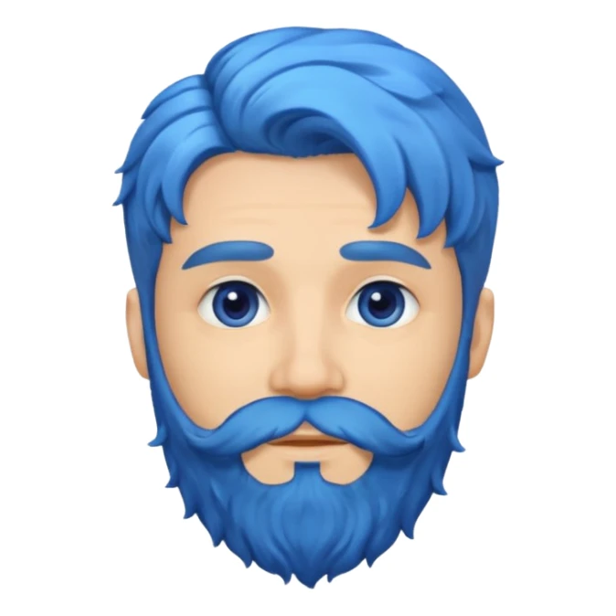 a man with blue a wavy hair, beard sticker