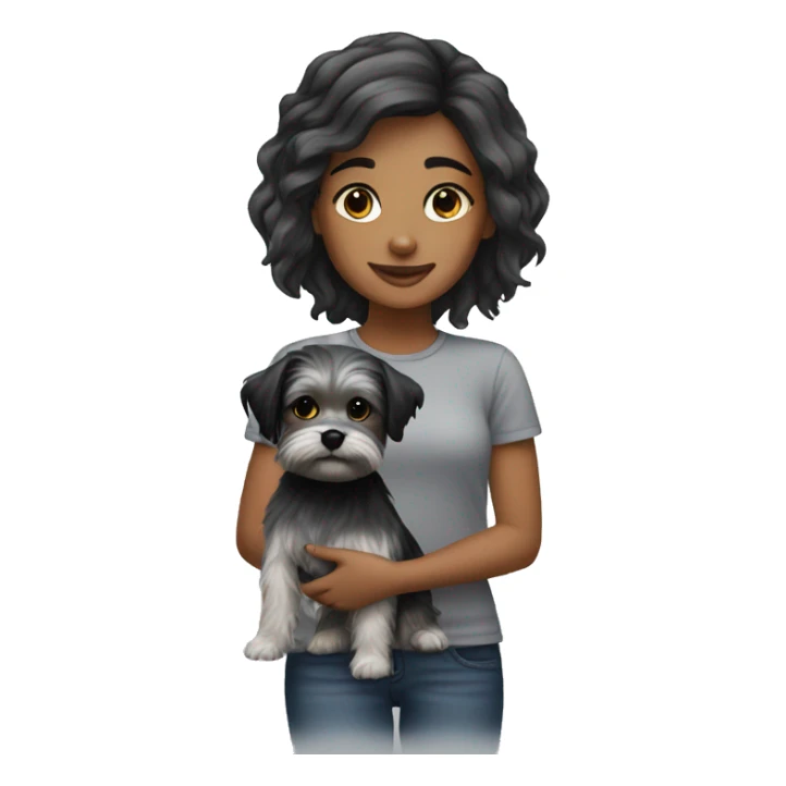 girl with black and grey shorkie dog sticker