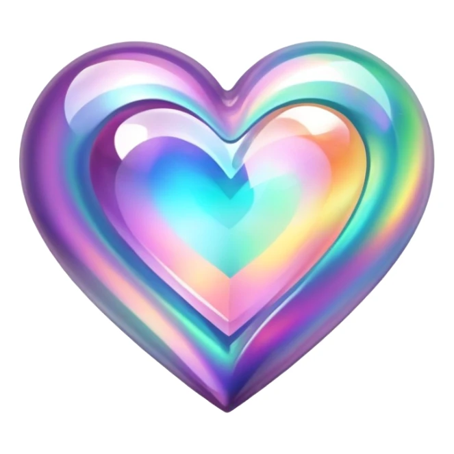 heart-shaped gemstone with swirling holographic colors sticker