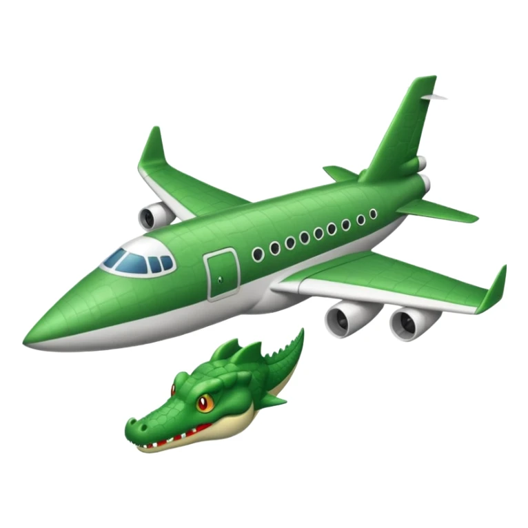 grey aircraft with green crocodile head on the tip sticker