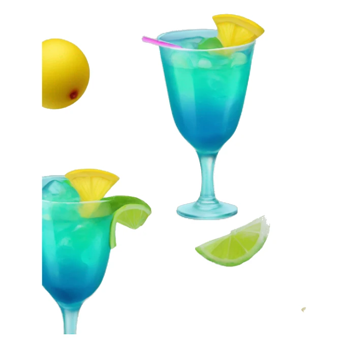 Bluish green cocktail with pink and yellow sticker