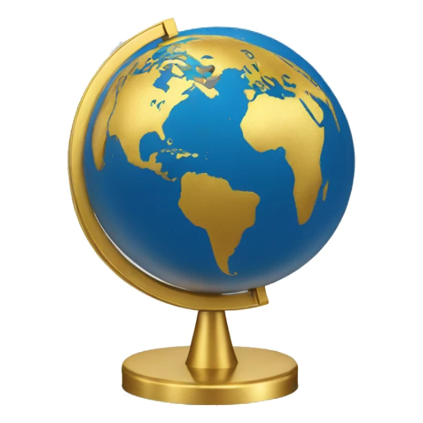 Globe on gold stand sticker