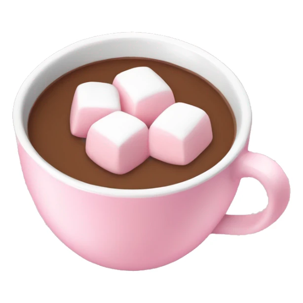 Hot coco with marshmallows in a baby pink cup no face sticker
