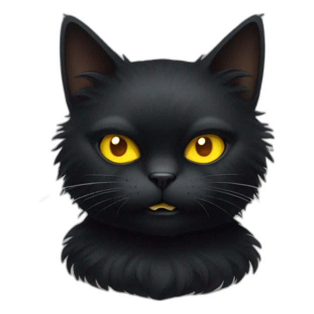 fluffy black cat with yellow eyes and angry face sticker
