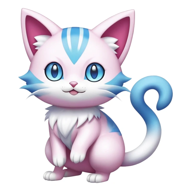 Shiny Skitty-Delcatty-Pokémon-Fakémon-hybrid-creature (full body) sticker