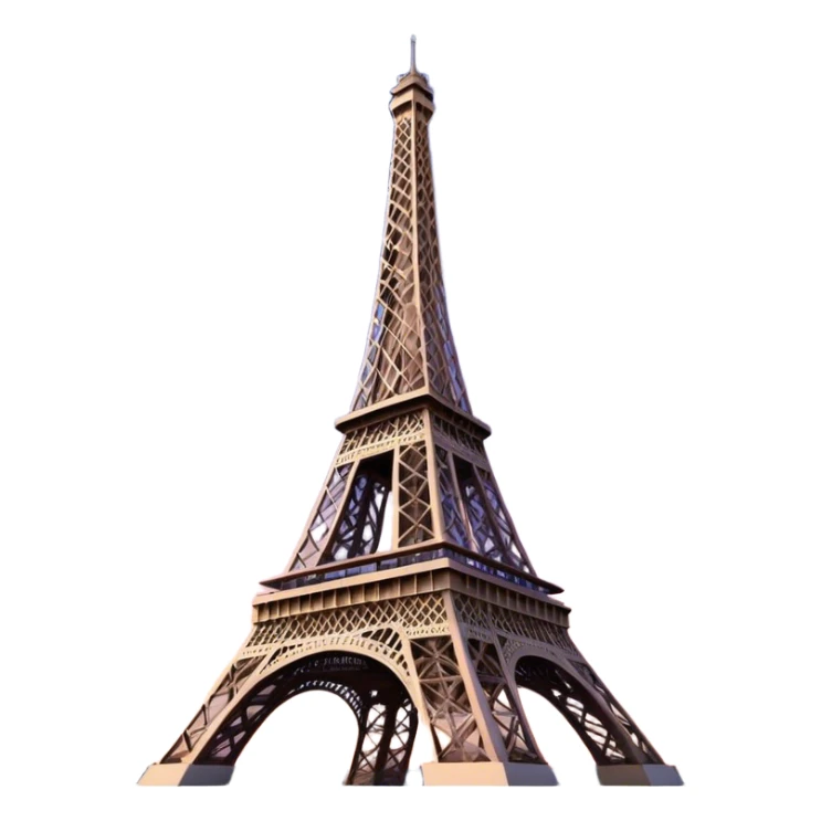Cinematic Realistic Eiffel Tower Landmark Emoji, featuring the iron lattice structure illuminated against a twilight Parisian sky sticker