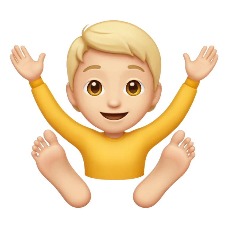 An emoji face that has his feet in the air behind him sticker