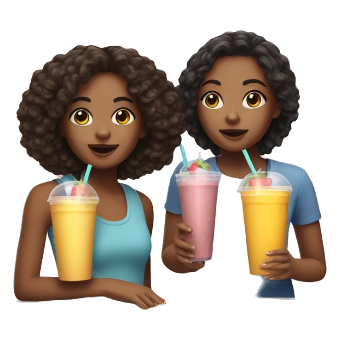 Two cute girls drinking smoothies in New York  sticker