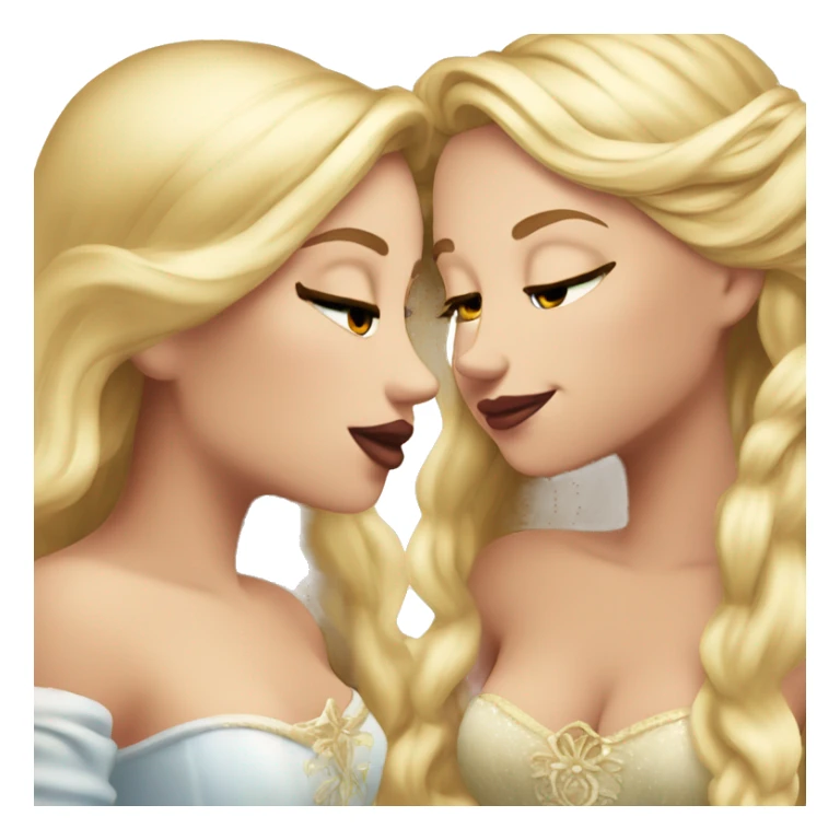 2 women princesses couple blonde deep kiss sticker