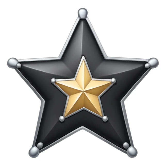 BLK letters in western sheriff style with silver outline and star badge sticker