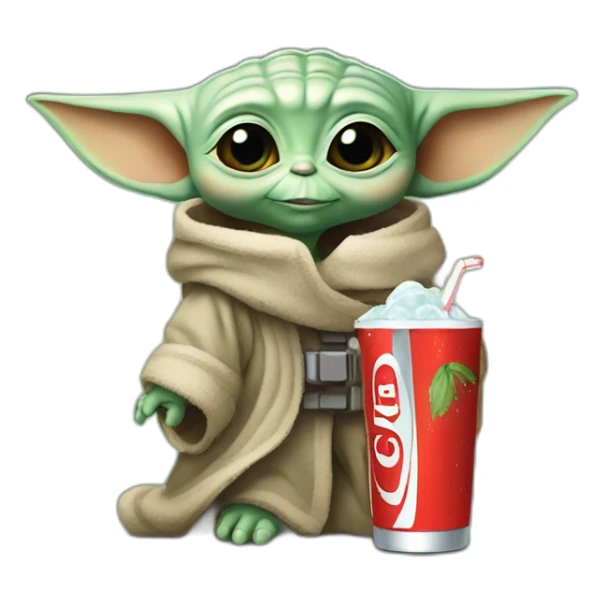 Baby Yoda drink a soda sticker