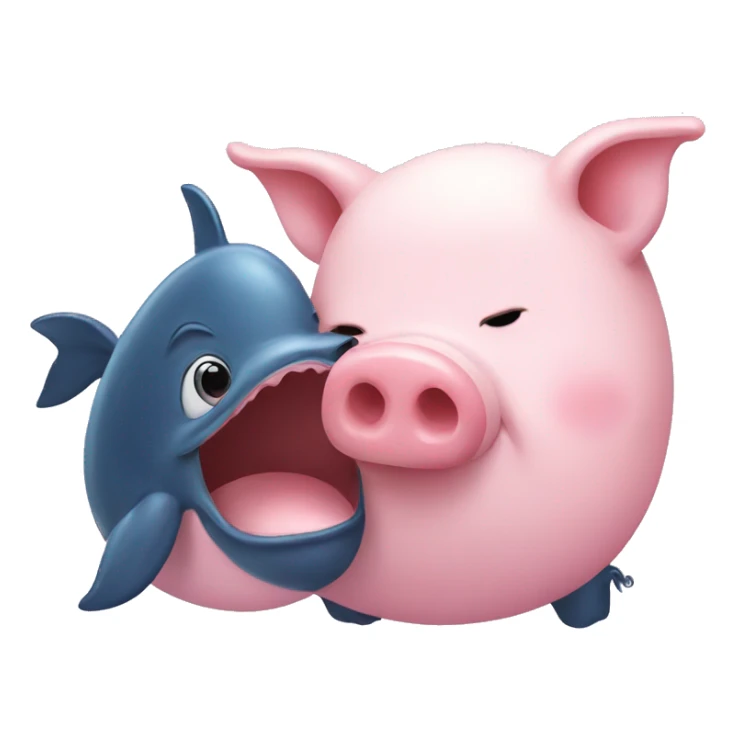 Pig kissing  a whale  sticker