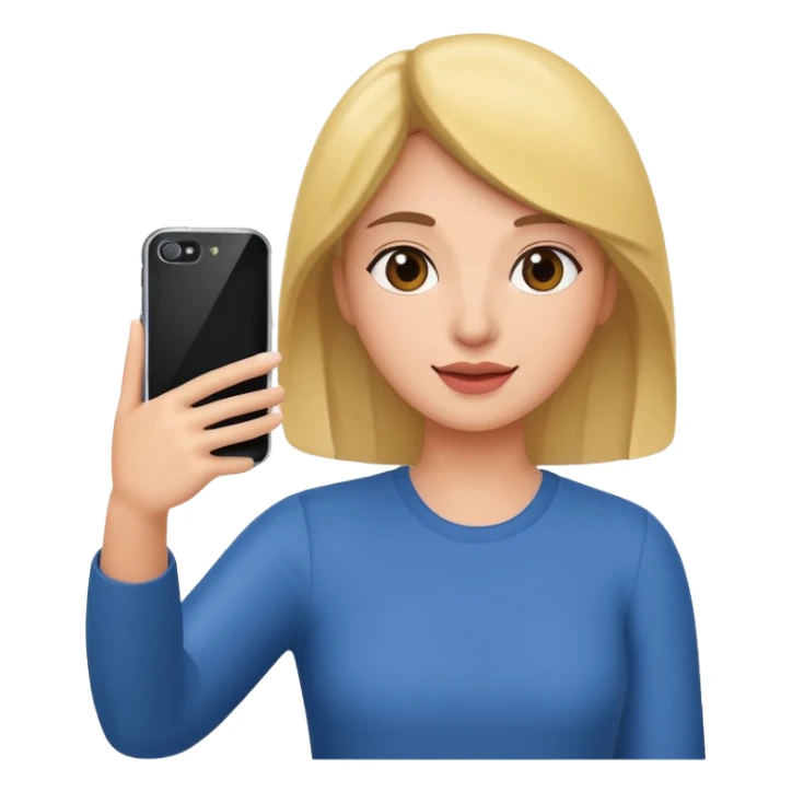  woman holding her phone having selfie sticker