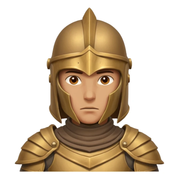 armored desert guardian portrait, head and shoulders only, bronze helmet, desert cape collar, battle-worn armor, strong expression, 3D cartoon, mobile game icon style, clean background, no text, no watermark
 sticker