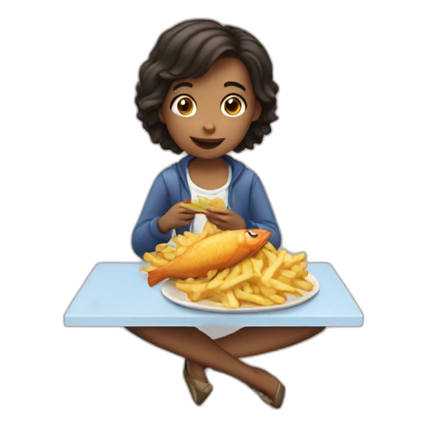 girl eating fish and chips sticker