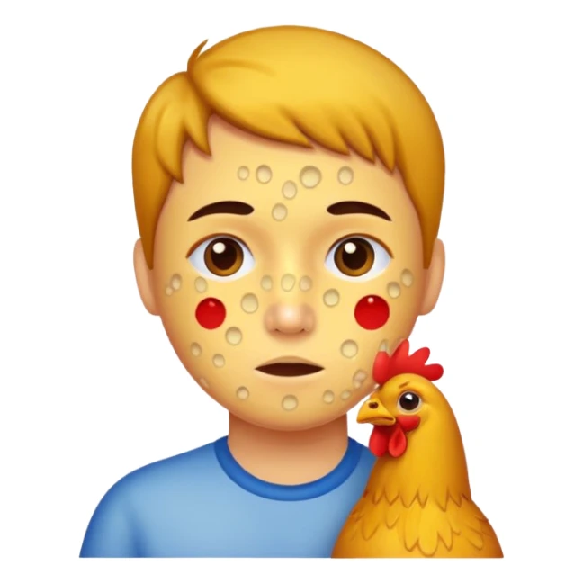 person with chicken pox on their face sticker