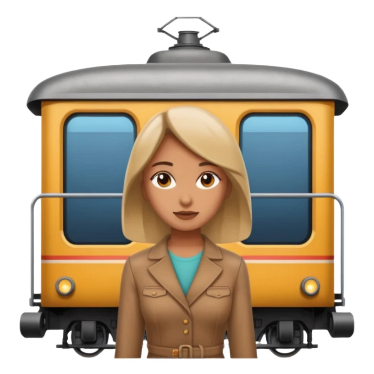 close up woman standing behind a train sticker