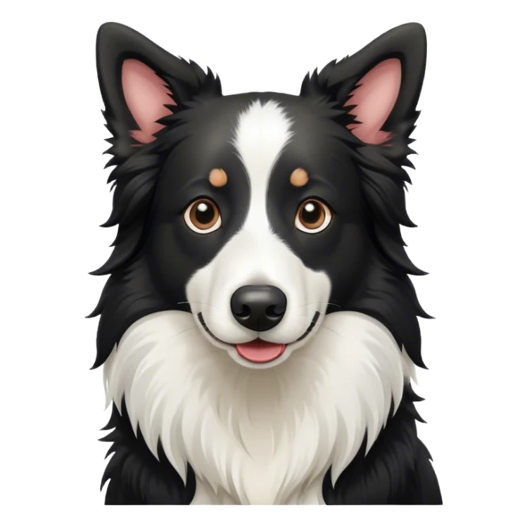 black and white border collie with long nose and fluffy chest sticker